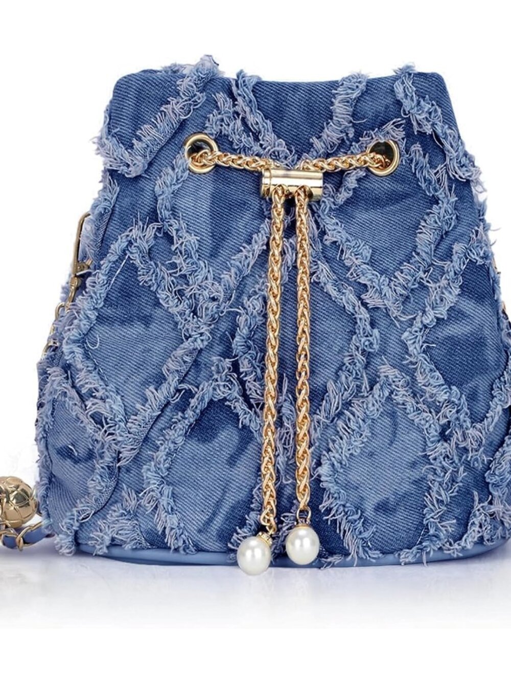 Denim Bucket Bag, Denim Purses for Women, Drawstring Jean Crossbody Shoulder Pur